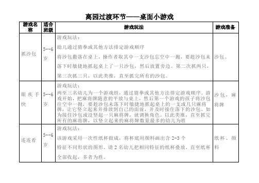 离园过渡环节——桌面小游戏