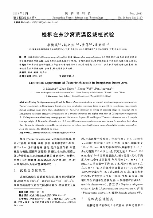 柽柳在东沙窝荒漠区栽植试验