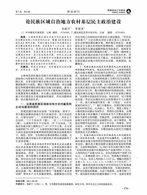 论民族区域自治地方农村基层民主政治建设