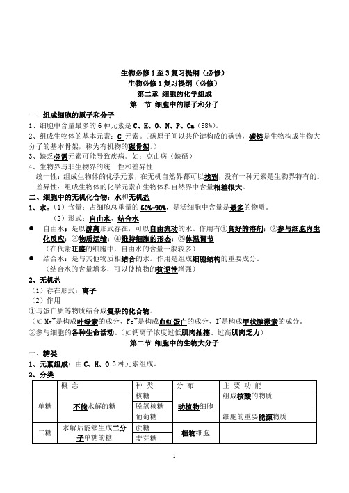 高中生物复习提纲最全版