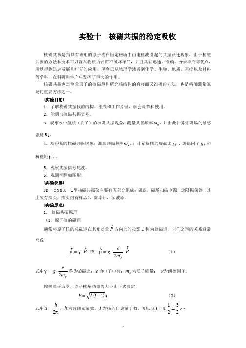 十核磁共振的稳定吸收