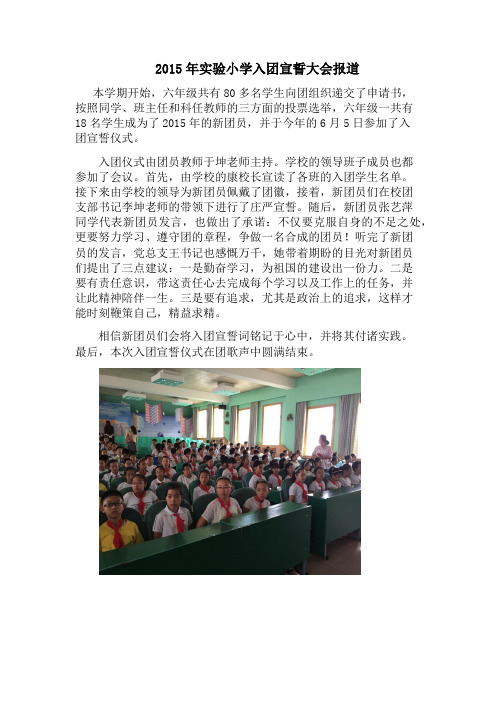 2015年入团宣誓大会报道