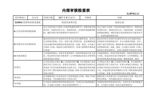 办公室内审检查表