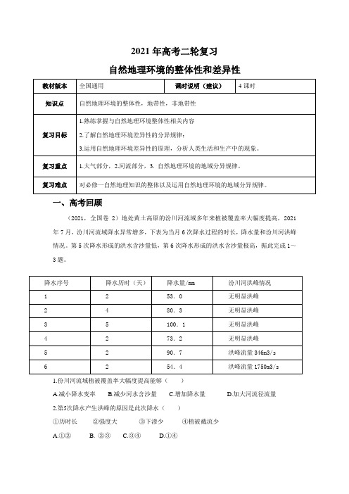 【2021年高考二轮课程】—自然地理环境的整体性和差异性