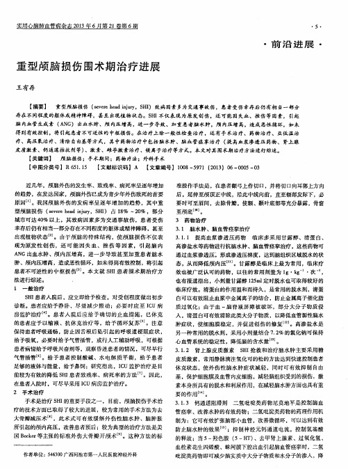 重型颅脑损伤围术期治疗进展