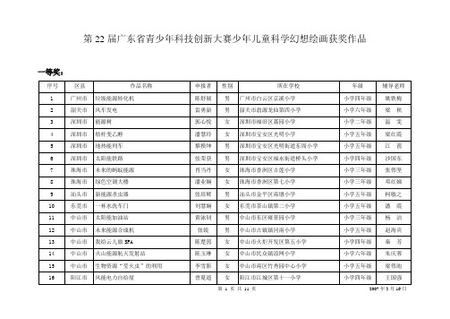 第22届广东省青少年科技创新大赛少年儿童科学幻想绘画获奖作品