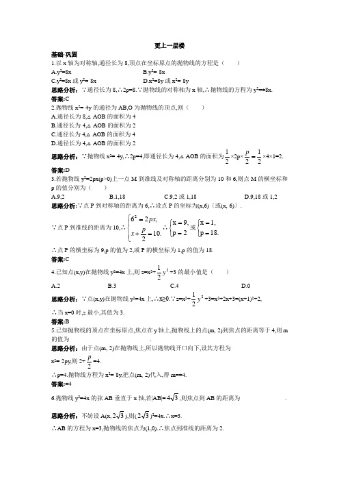 最新人教版高中数学选修2-1第二章《抛物线的简单几何性质》达标训练