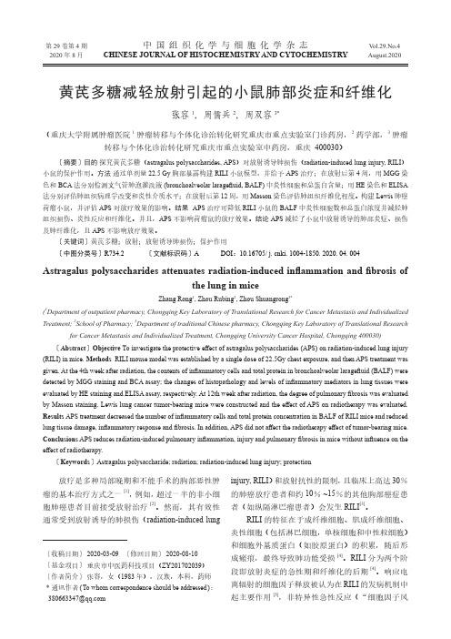 黄芪多糖减轻放射引起的小鼠肺部炎症和纤维化