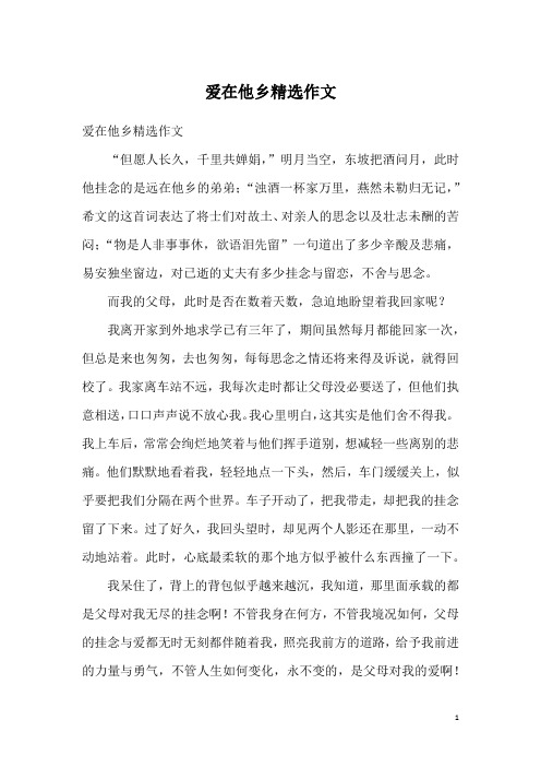 爱在他乡精选作文