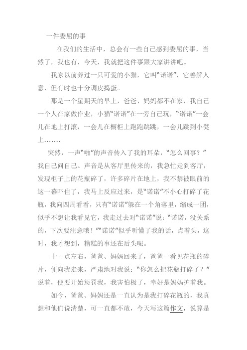 一件委屈的事作文