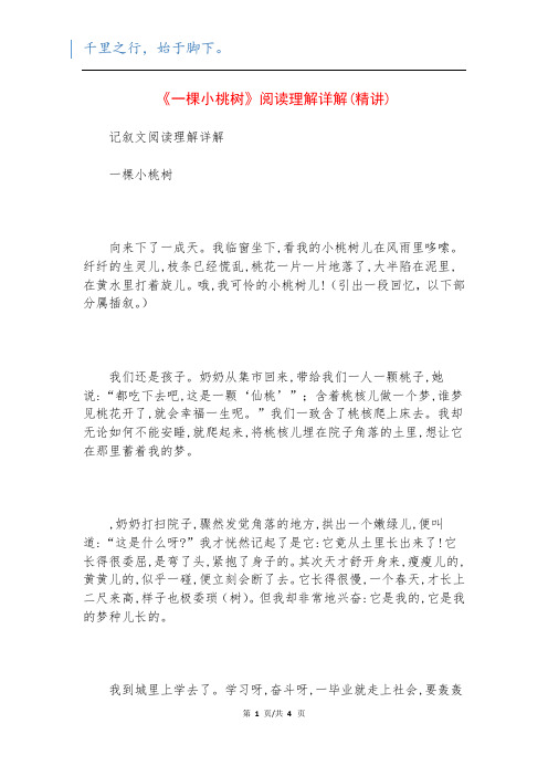 《一棵小桃树》阅读理解详解(精讲)