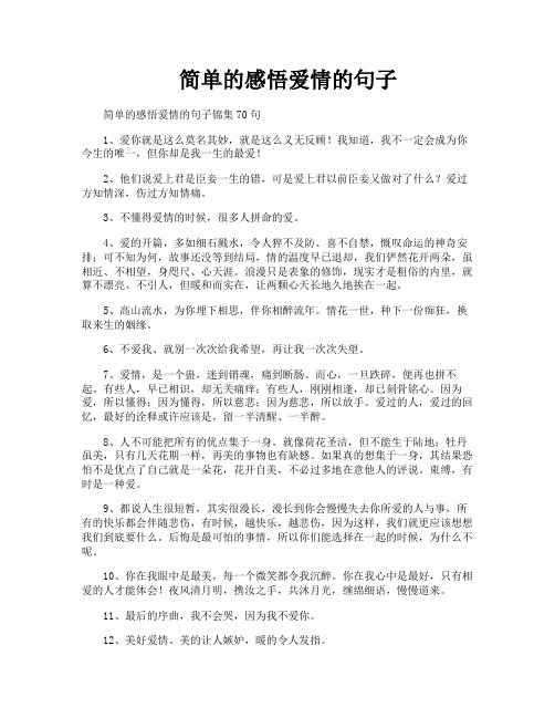 简单的感悟爱情的句子
