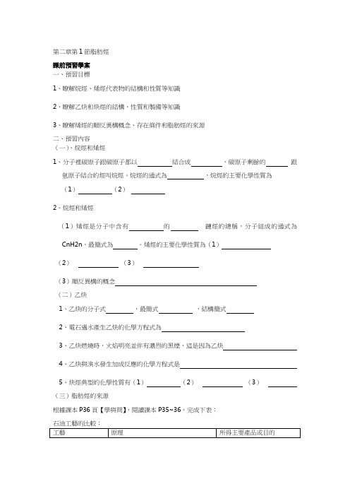 人教版高中化学学案-脂肪烃