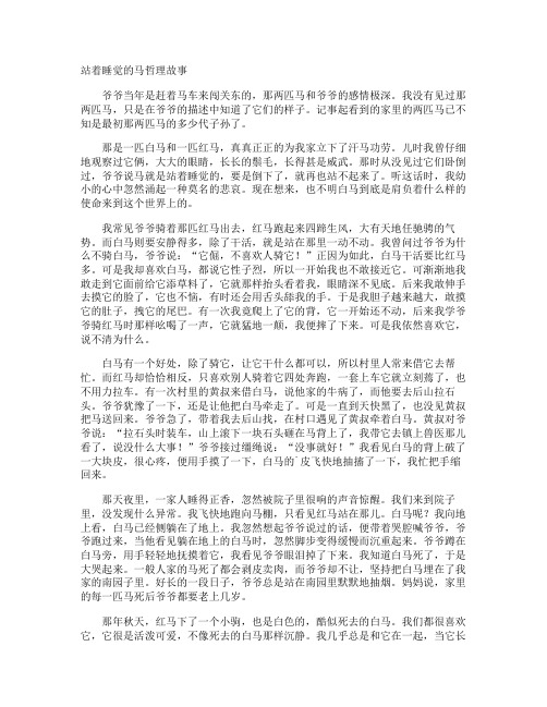 站着睡觉的马哲理故事