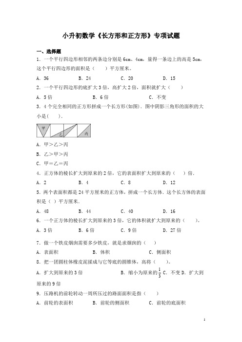 小升初数学《长方形和正方形》专项试题及答案
