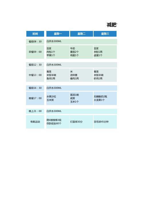 减肥食谱表