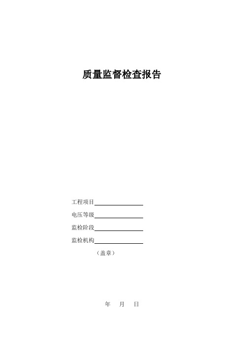 质量监督检查报告(模板)