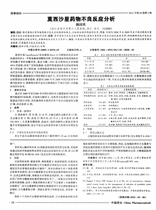 莫西沙星药物不良反应分析