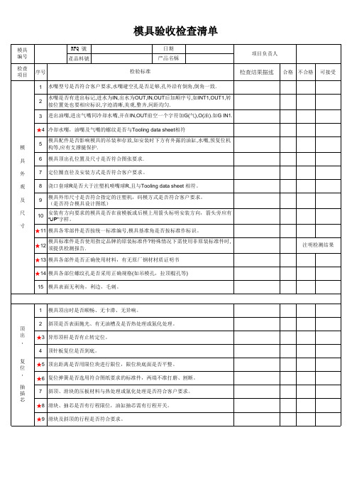 模具验收检查清单