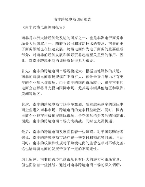 南非跨境电商调研报告