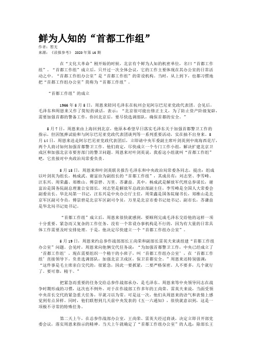 鲜为人知的“首都工作组”