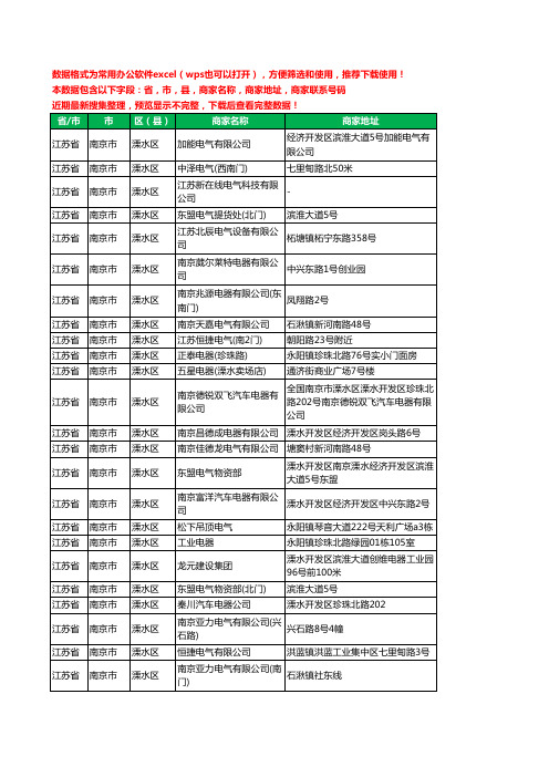 2020新版江苏省南京市溧水区电器有限公司工商企业公司商家名录名单黄页联系电话号码地址大全93家