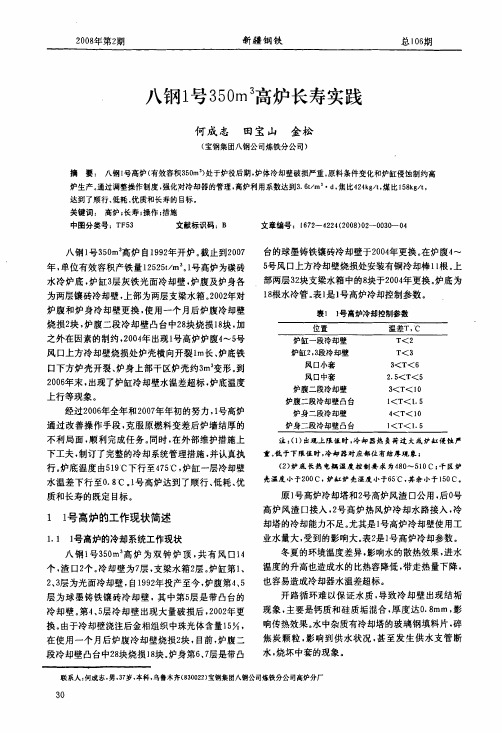 八钢1号350m3高炉长寿实践