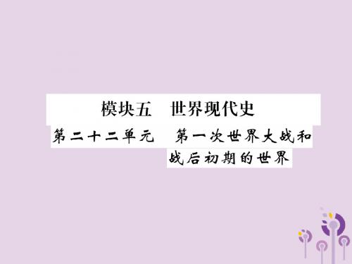 百色专版19届中考历史总复习模块5世界现代史第22单元第1次世界大战和战后初期的世界课件
