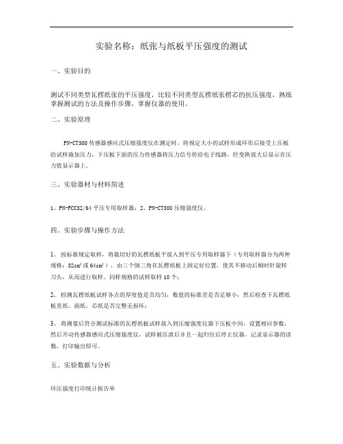 实验名称：纸张与纸板平压强度的测试.