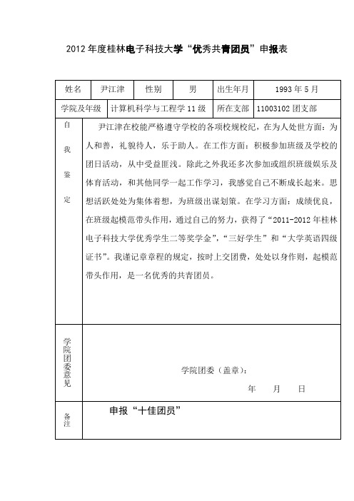 优秀团员,十佳团员