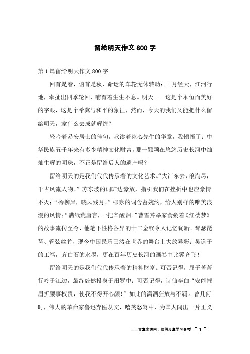 留给明天作文800字