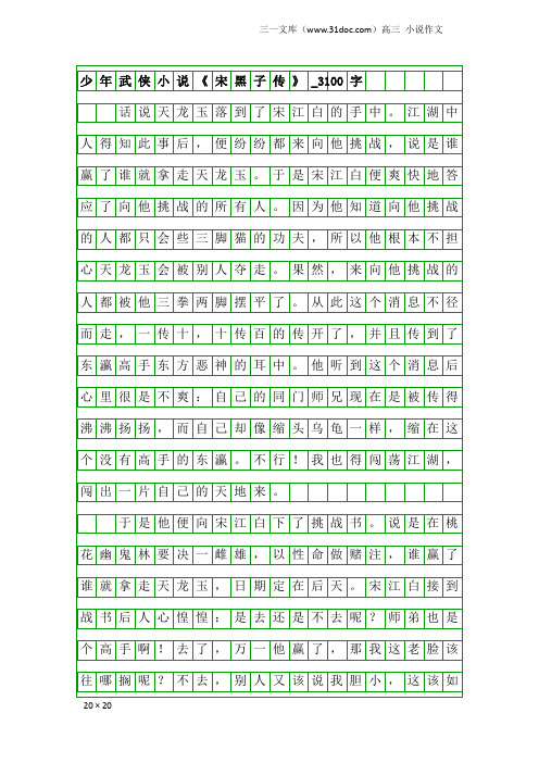 高三小说作文：少年武侠小说《宋黑子传》_3100字