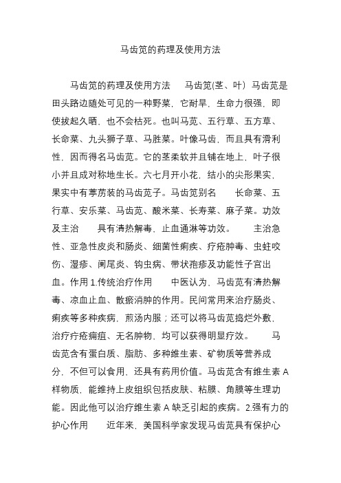 马齿笕的药理及使用方法