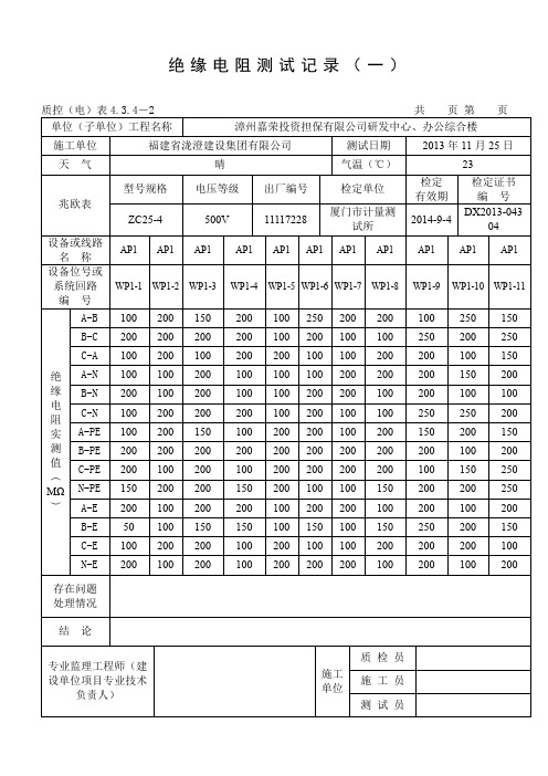 4绝缘电阻测试记录(一)