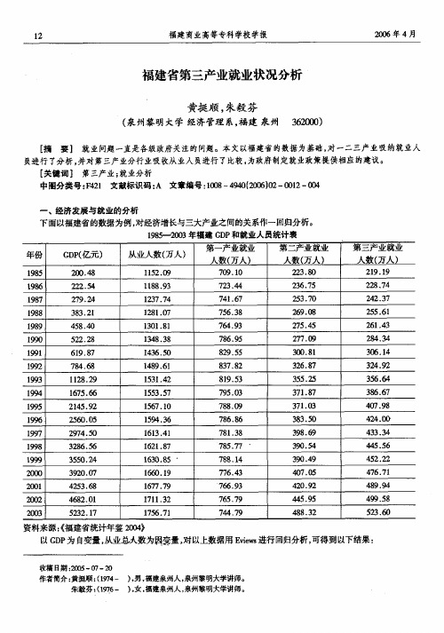 福建省第三产业就业状况分析