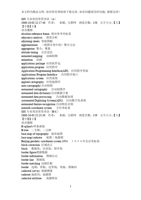 GIS专业英语常用术语
