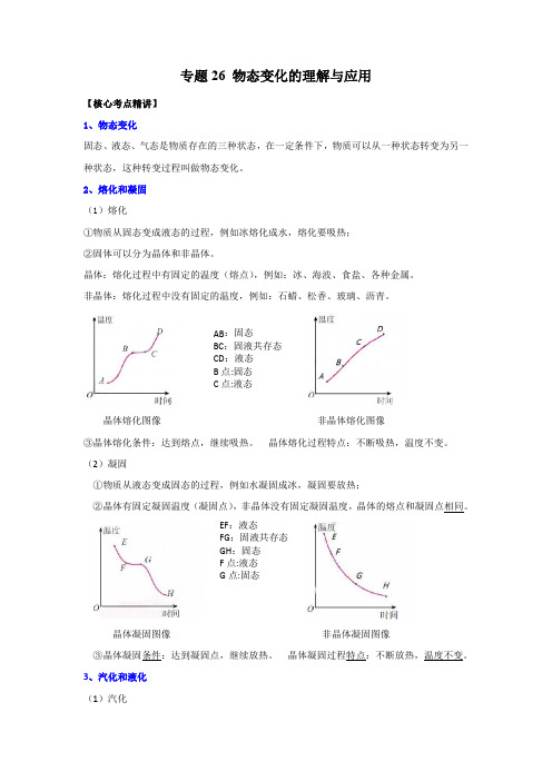 物态变化的理解与应用(解析版)-2023年中考物理二轮复习核心考点精讲与必刷题型精练(全国通用)