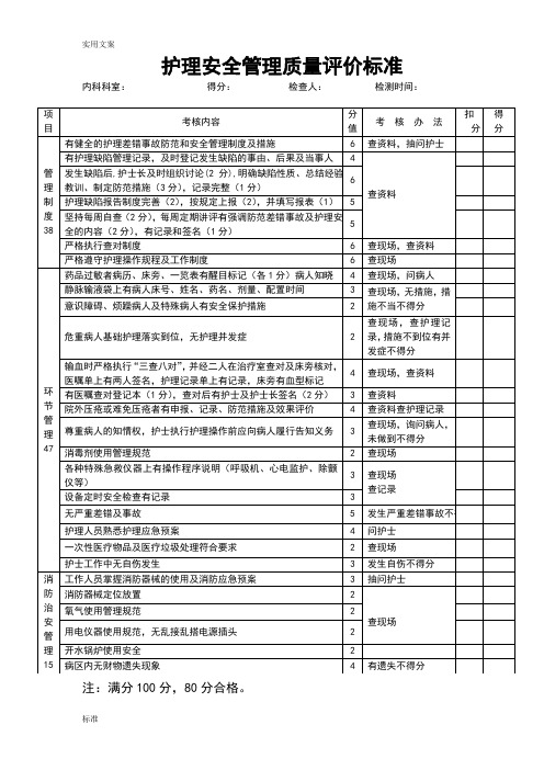 护理高质量考核实用标准(全)