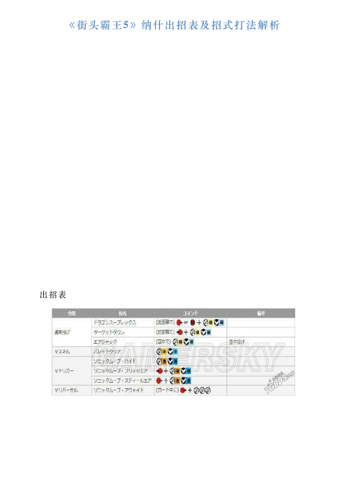 《街头霸王5》纳什出招表及招式打法解析