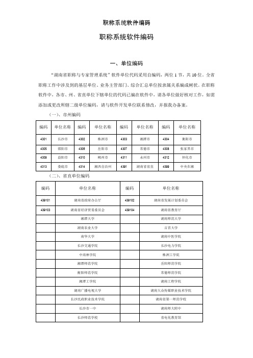 职称系统软件编码