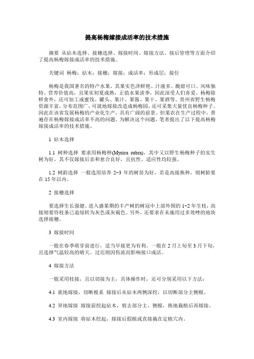 提高杨梅嫁接成活率的技术措施