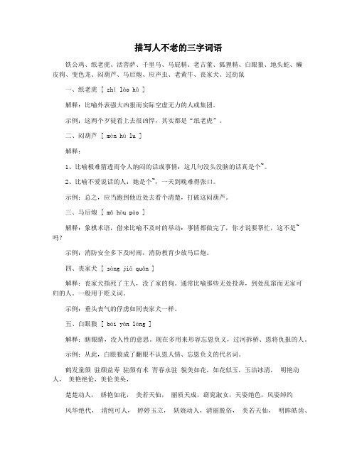 描写人不老的三字词语