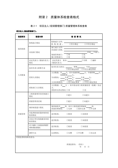 体系核查表