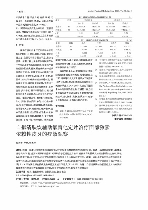 自拟清肤饮辅助氯雷他定片治疗面部激素依赖性皮炎的疗效观察