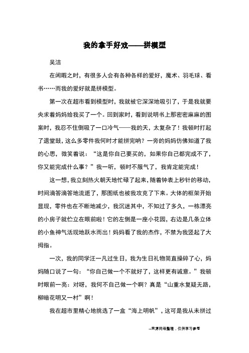 我的拿手好戏——拼模型_优秀作文
