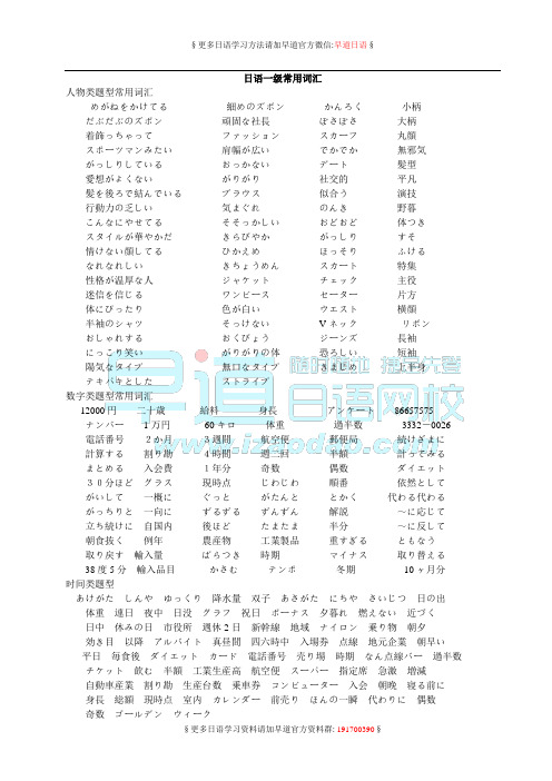 日语一级常用词汇(推荐)