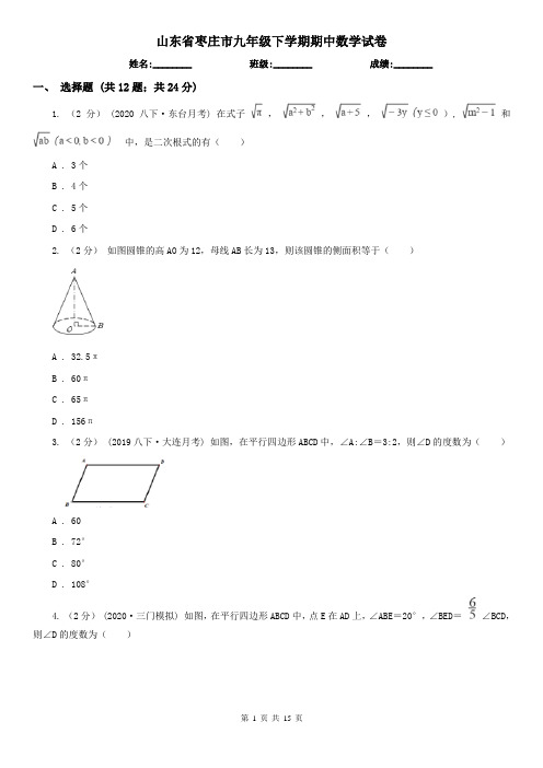 山东省枣庄市九年级下学期期中数学试卷