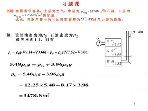 《流体力学》第二章流体静力学习题课