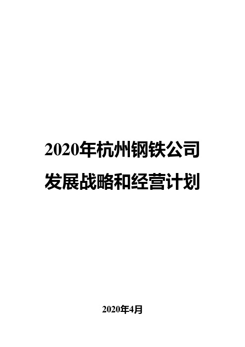 2020年杭州钢铁公司发展战略和经营计划