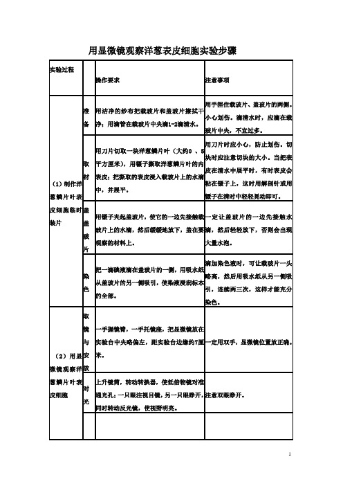 用显微镜观察洋葱表皮细胞实验步骤